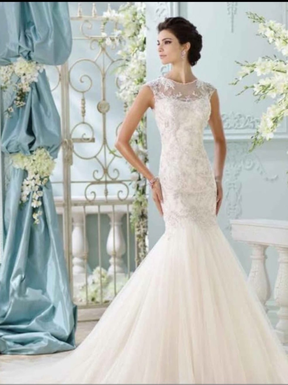 David Tutera Ivory Lace Mermaid Bridal Gown